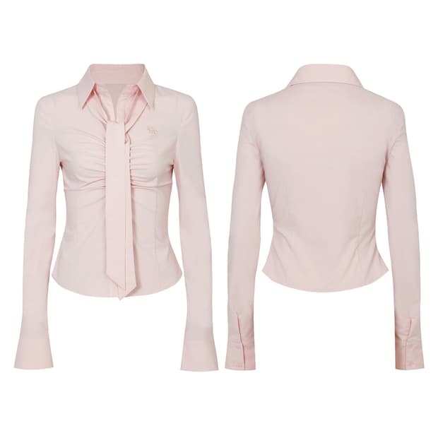 페인오어플레져 비비안 스카프 셔츠 핑크