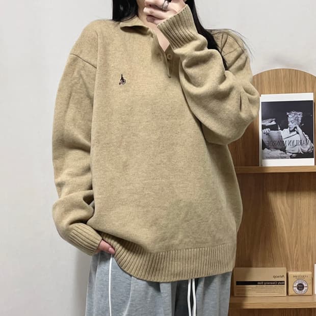 [정품] 빈폴 베이지 울 카라니트 [ 100 ]