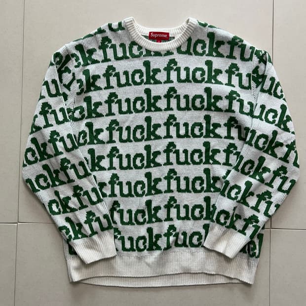 슈프림 니트 스웨터 Supreme Fuck Sweater White 