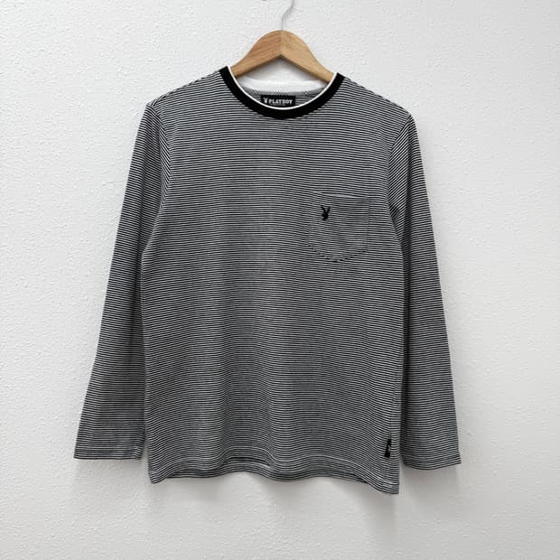 Play boy 스트라이프 포켓 롱슬리브