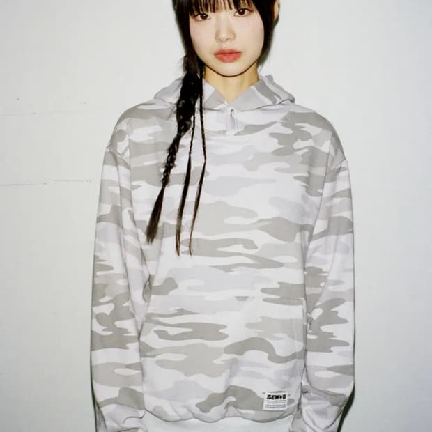쏘비 버튼 카모 후드 화이트