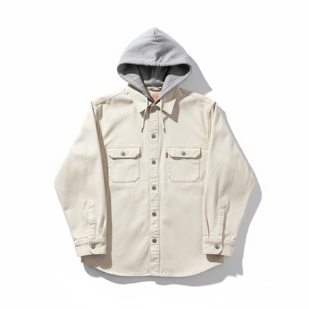리바이스 데님 후드 자켓 아이보리 그레이 L