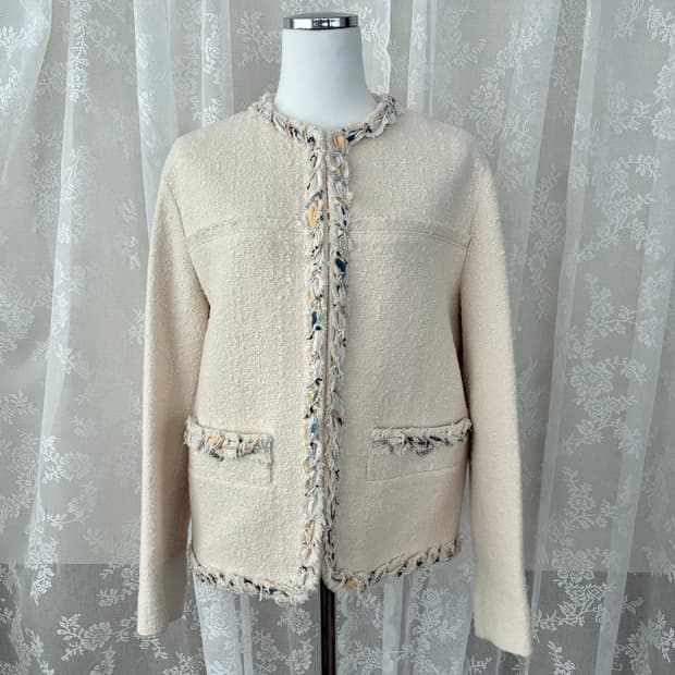 82-94-160) 한섬 SJSJ 트위드 자켓 아이보리