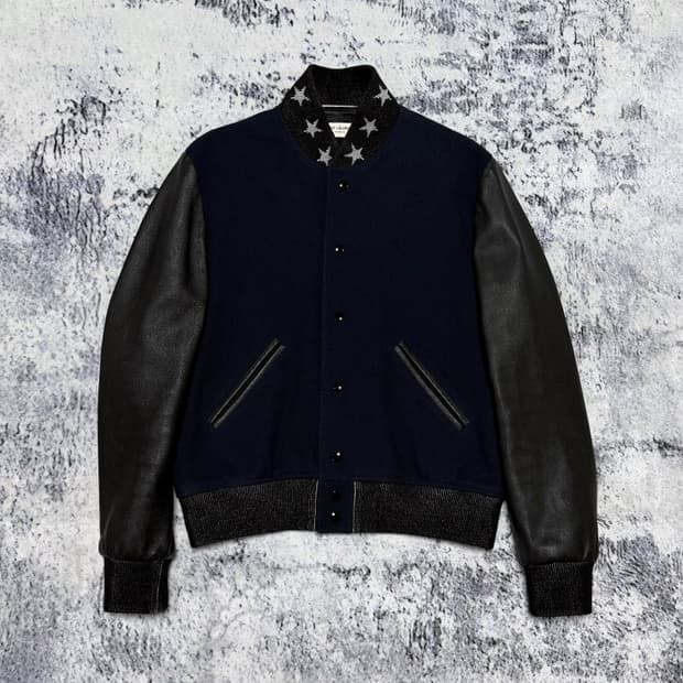 (국문탭) 생로랑 16fw 스타 레더 바시티 자켓 50