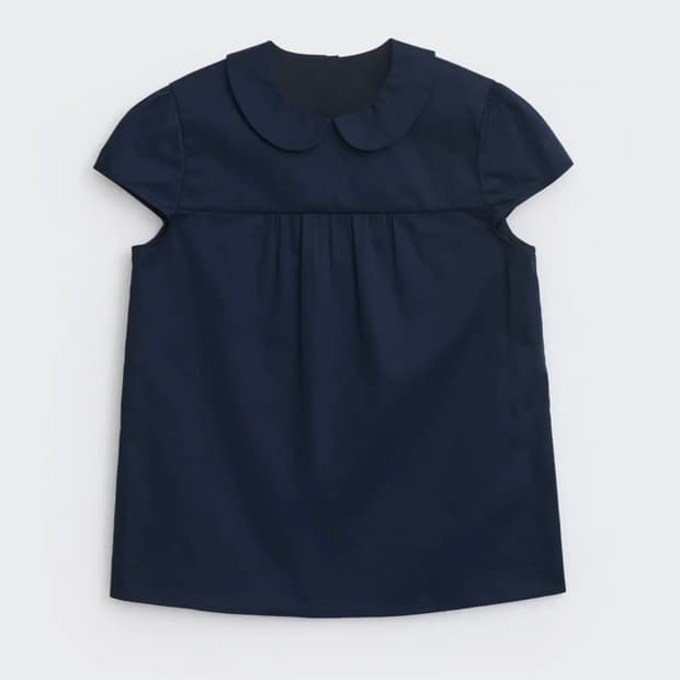 Cosmoss shirring cap sleeve blouse(navy)