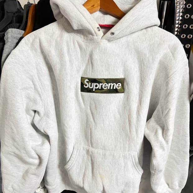슈프림 박스로고 후드 애쉬 그레이