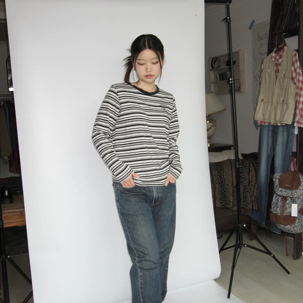 코지 스트라이프 긴팔티