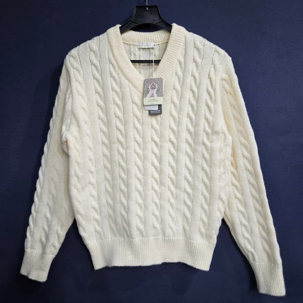 dscompany 아이보리 남성 100 꽈배기 브이넥 니트 