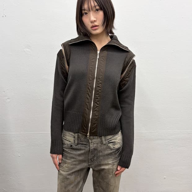 크리지아 디테쳐블 니트 집업