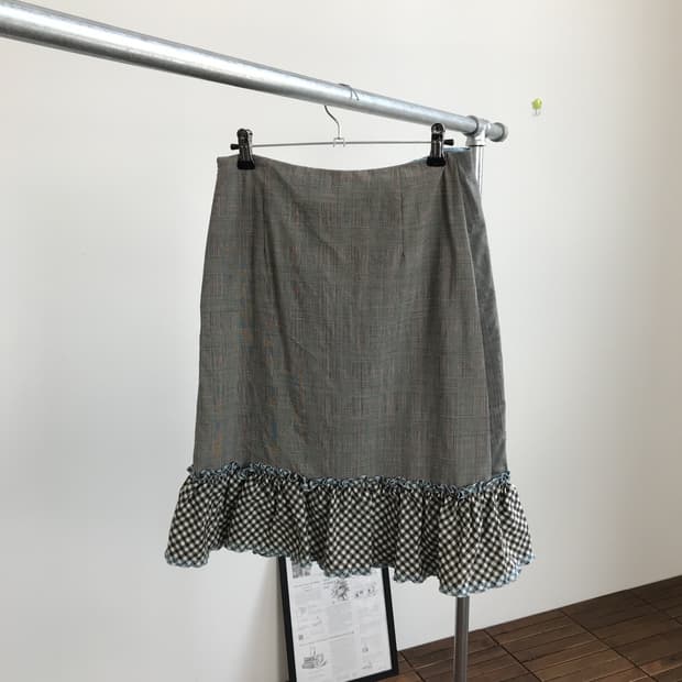 Moschino Checked Ruffled Wool Mini Skirt