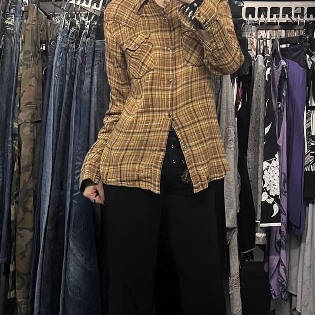 체크패턴 글리터 셔츠