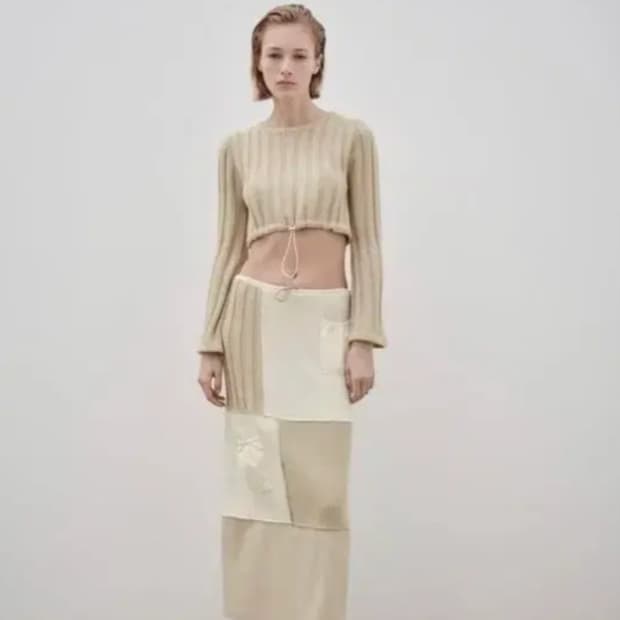 자라 패치워크 니트롱스커트