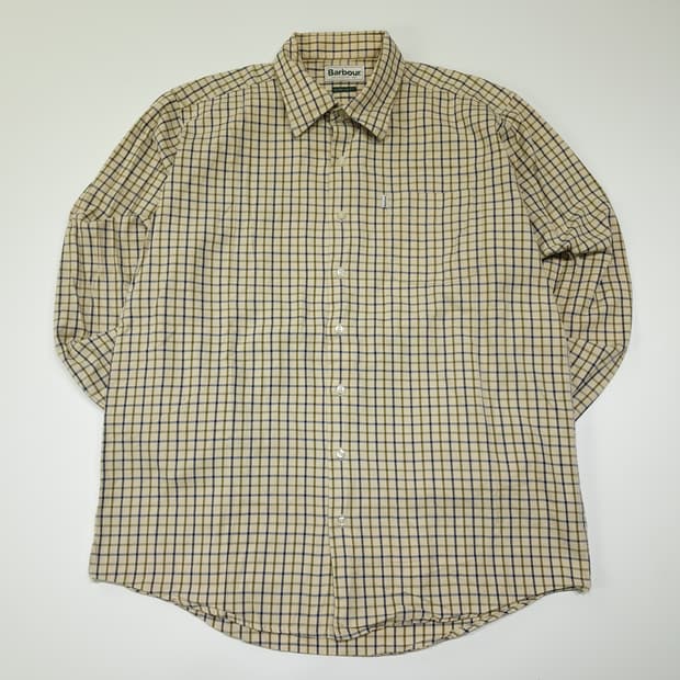 CL299 L 바버 코튼 타터솔체크 베이지 셔츠 남방