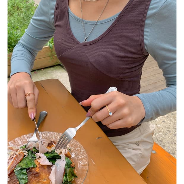 서울베이스드 레이어드 티셔츠 브라운/민트