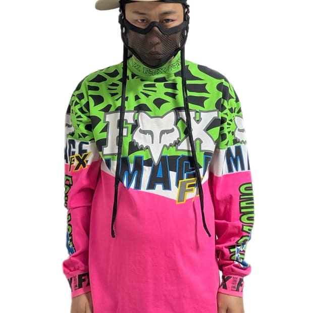 초레어 90s 폭스 모토  레이싱 스파이더웹 💚🩷 롱슬리브