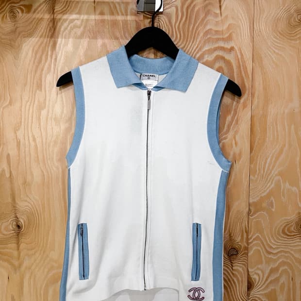 샤넬 02s/s 풀 집 니트 탑