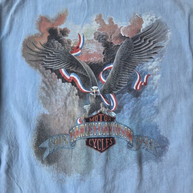 Harley Davidson 청 빅로고 셔츠