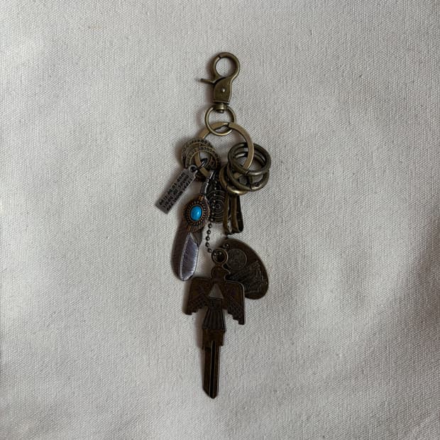 Quiet Blue Feather Keyring