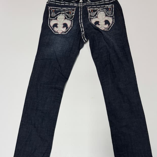 여성 라구나비치 진 크롬하츠 로고 펑키 스티치 데님팬츠