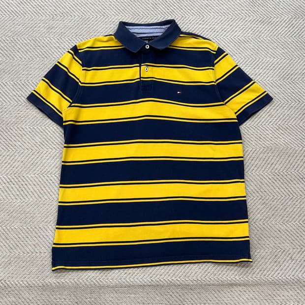 타미힐피거 스트라이프 하프 카라티 r3619