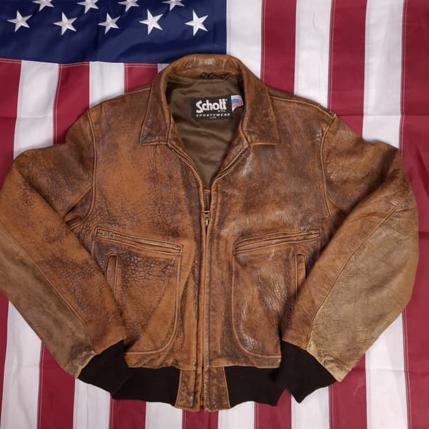 오리지날 미국제조 쇼트 리얼레더 항공점퍼
