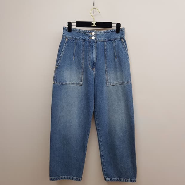 한섬 시스템 2024 하이웨스트 포켓 와이드 데님 팬츠 64-94사이즈