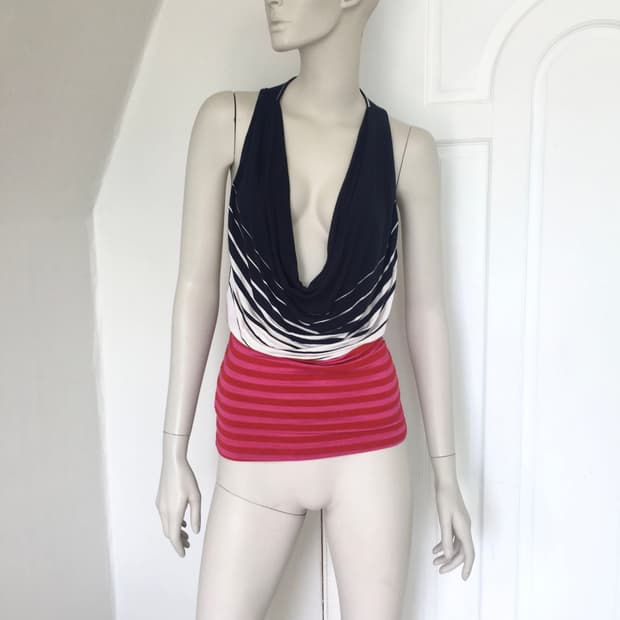 miss sixty Draped Striped Tank Top