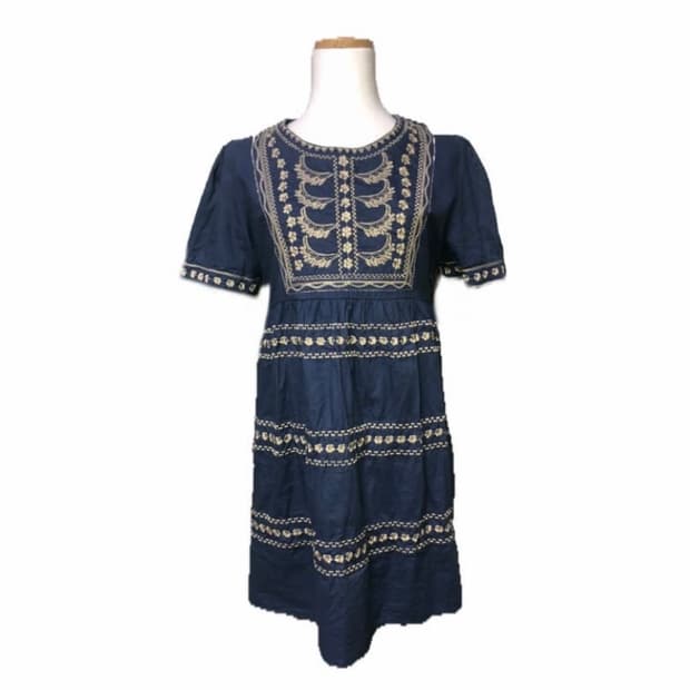 미니 원피스 네이비 오리엔탈 모리걸 하구미 여름 일브 일본 빈티지