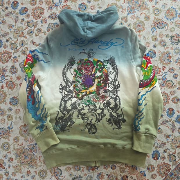 에드하디 Christian Audigier 드래곤 큐빅 y2k 후드집업