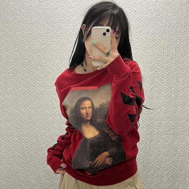 오프화이트 올드스쿨 모나리자 프린팅 맨투맨 XXS C06580