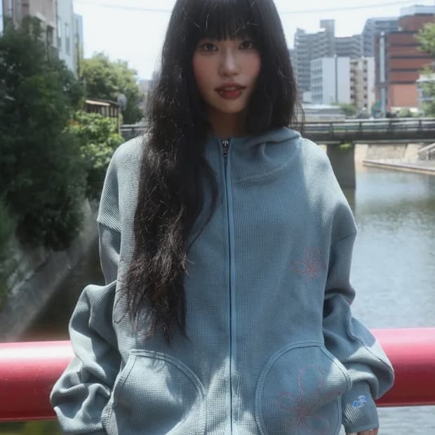 글랙 와플 집업 후드 m