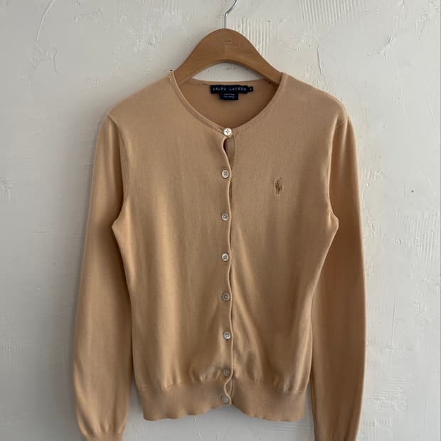 Polo 랄프로렌 우먼 베이지컬러 유넥 버튼 가디건 