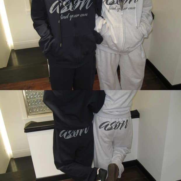 애즈온 루즈 트레이닝 후드집업 화이트 멜란지