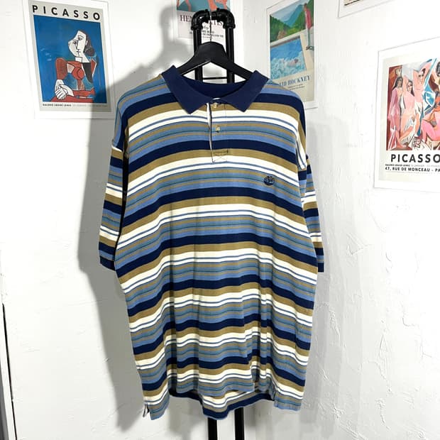 팀버랜드 자수로고 스트라이프 카라티