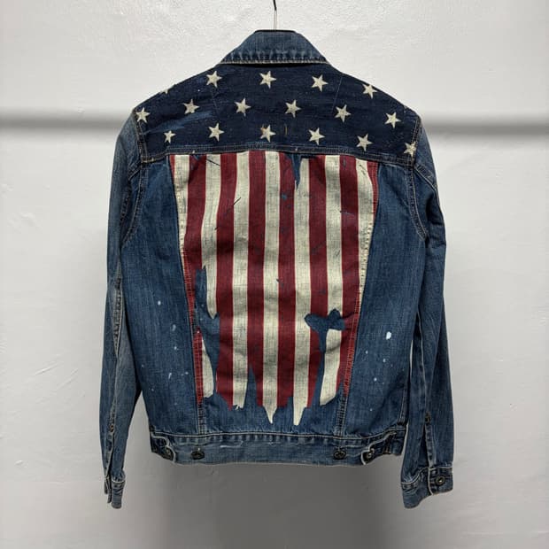 후아유 성조기 데님 자켓