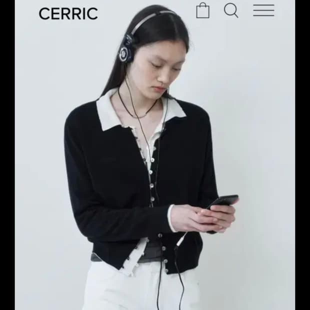 (거의 새상품) 세릭 카라 니트 가디건 블랙