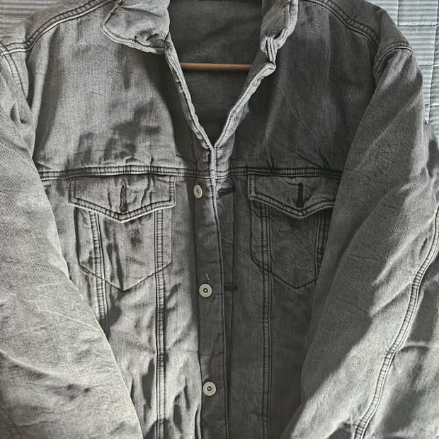 pas 032 패디드 데님 자켓 그레이