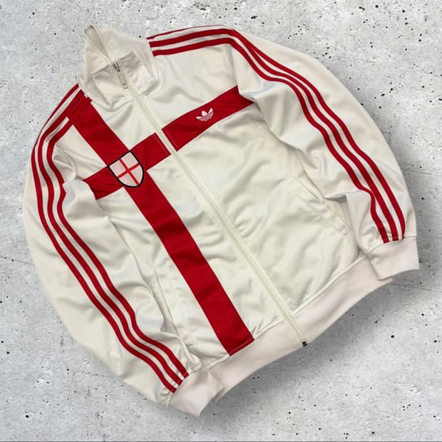 [L] 00s 아디다스 잉글랜드 흰/빨 삼선 트랙탑 져지 B664
