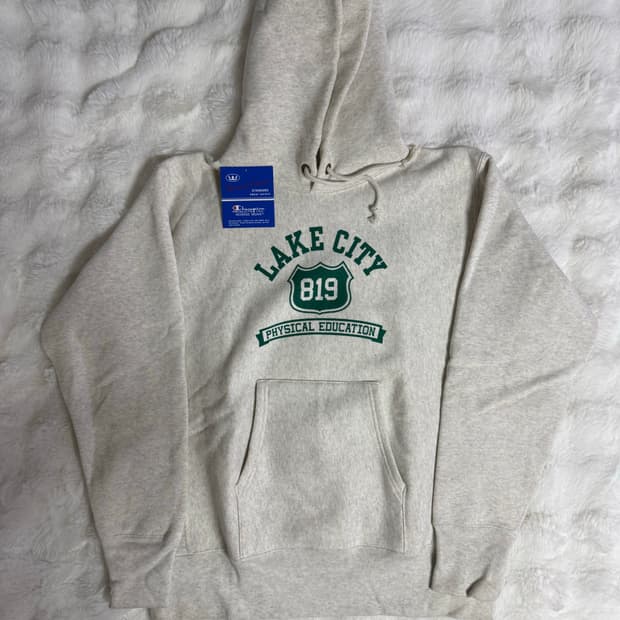 [L] 챔피온 리버스위브 블루택 후드 오트밀