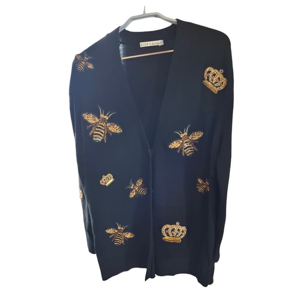alice and olivia 자수 니트 가디건