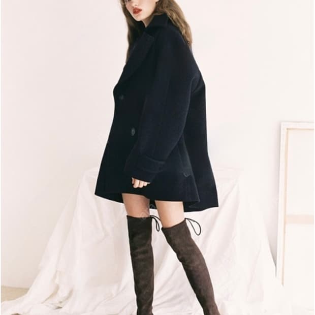 노미나떼 이태리 울 A라인 더블 코트