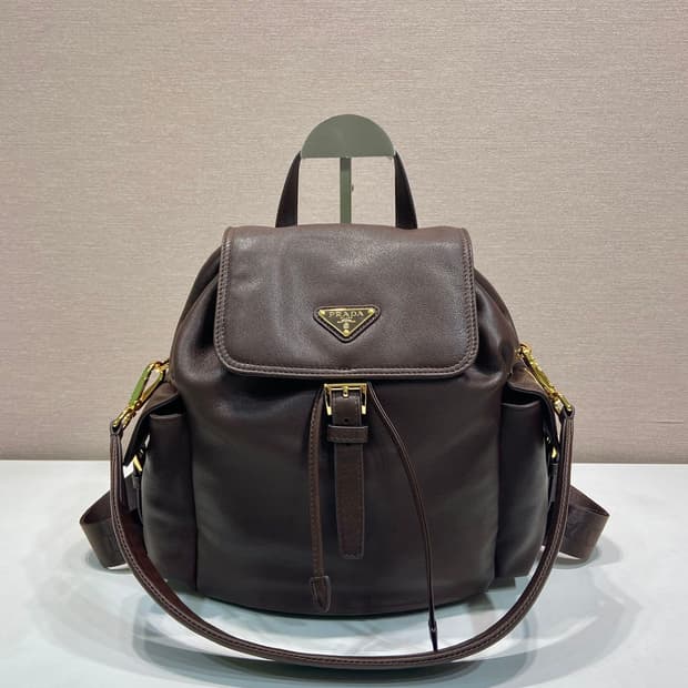 프라다 빈티지 가죽 미니 백팩 브라운
