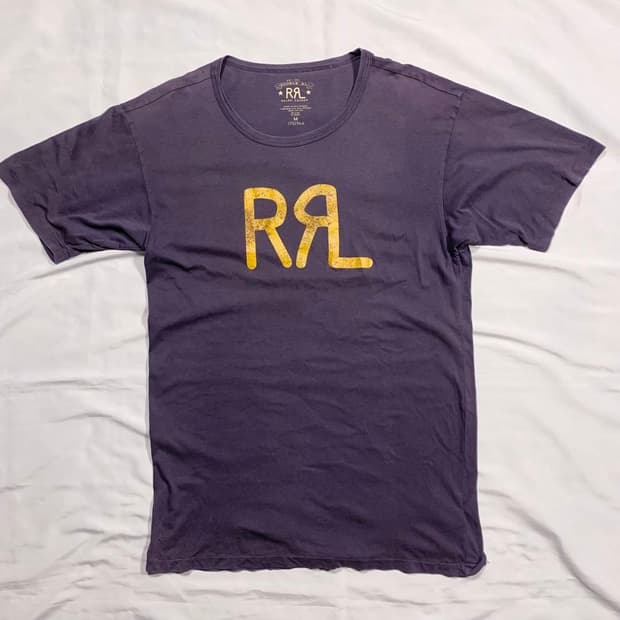 RRL 더블알엘 시그니처 옐로우 로고 프린트 반팔티