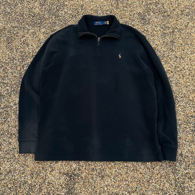 폴로 랄프로렌 코튼 반집업 블랙 니트