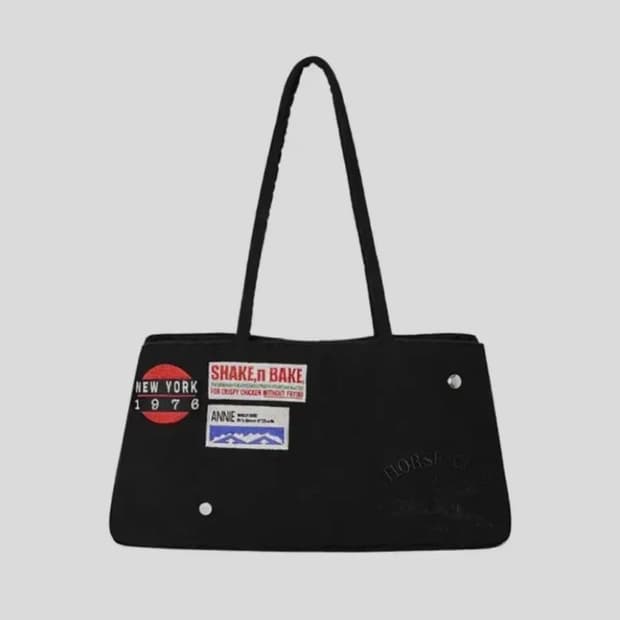 KIJUN Patch Shopper Bag 기준 패치 쇼퍼백 블랙