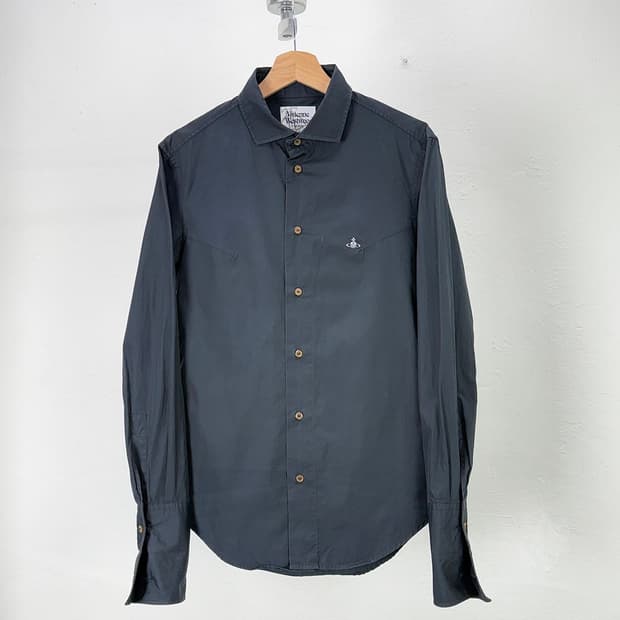 비비안웨스트우드 맨 블랙 고스트 오브 코튼 셔츠