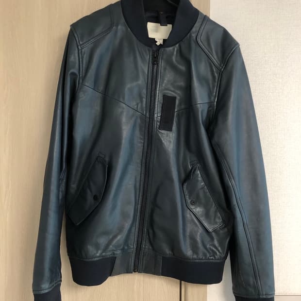 지스타로우 홀그레인 암소가죽 봄버 자켓 다크 블루 XL