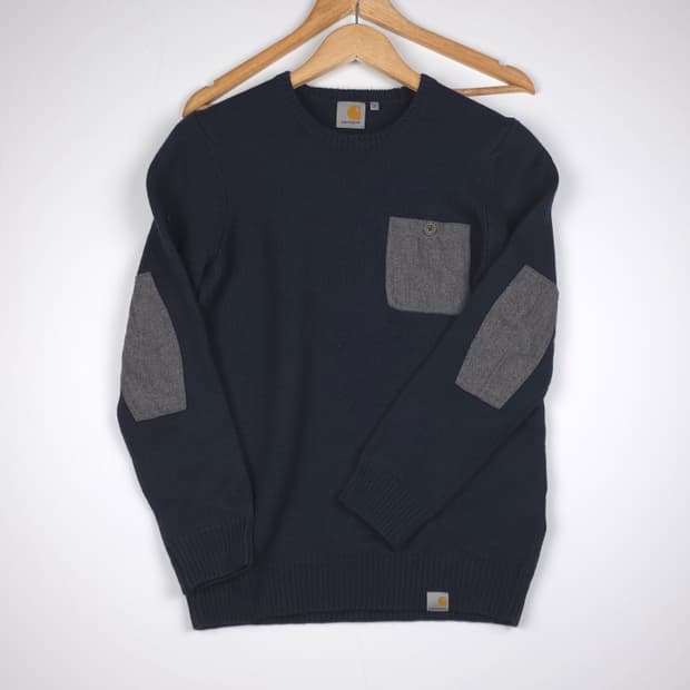 칼하트 포켓 엘보패치 메리노울 니트 네이비 (S)