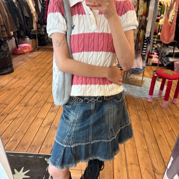 폴로 꽈배기 반팔니트