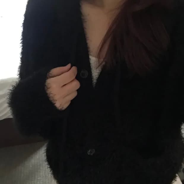 앙고라 솔잎 후드 가디건